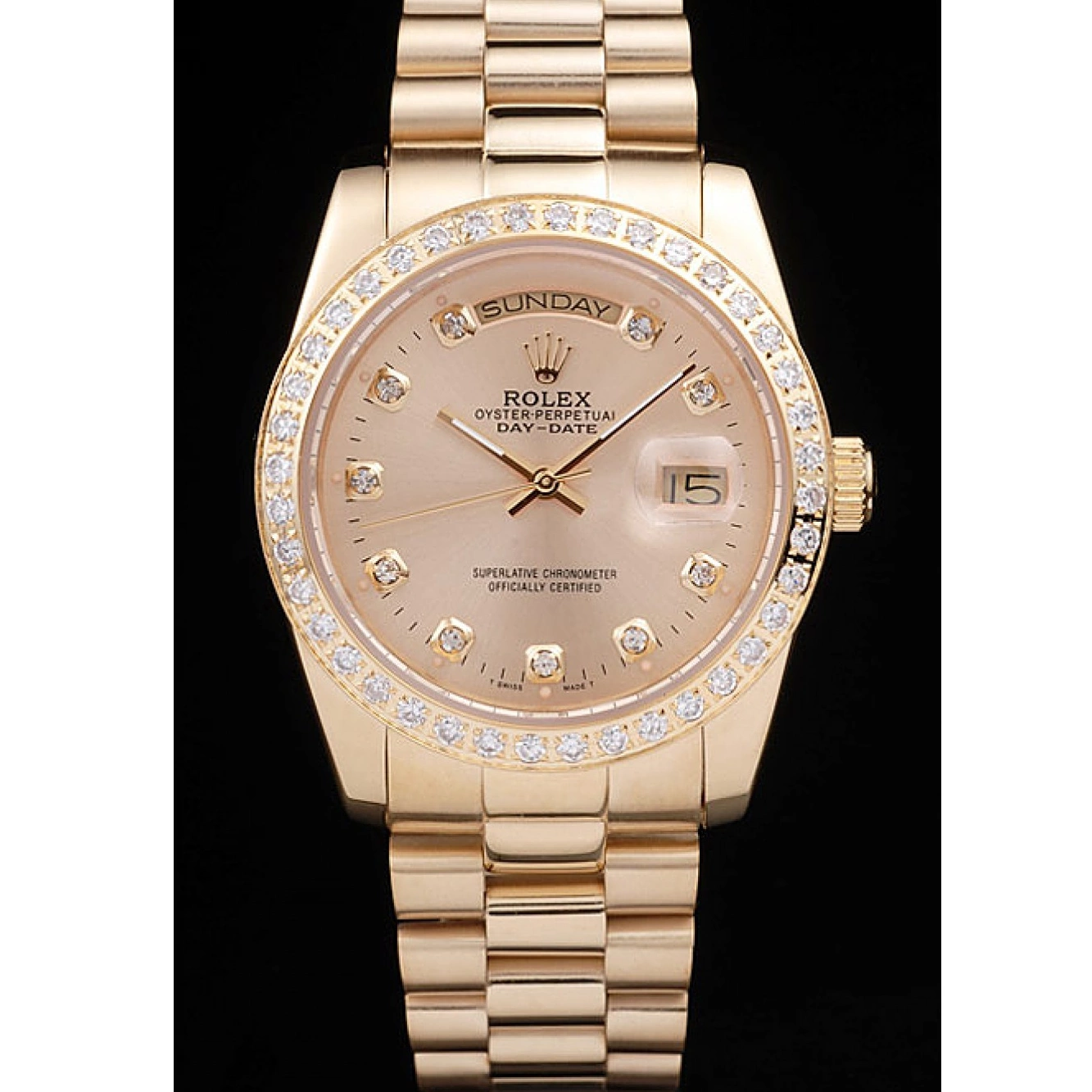 Stainless 18k Day-Date Gold Steel Rolex Dial Plated Yellow Gold 0815